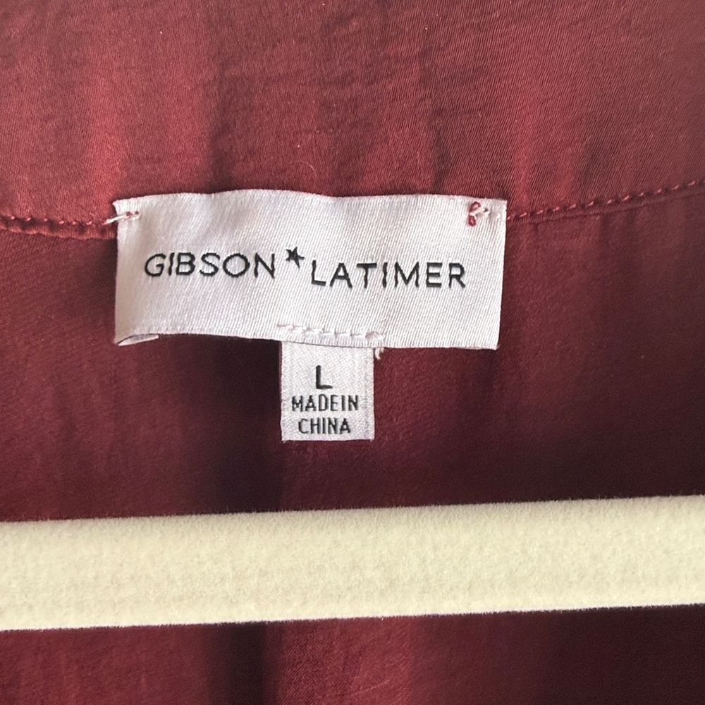 Gibson Latimer Maroon Long Sleeve Wrap Dress - Picture 2 of 5